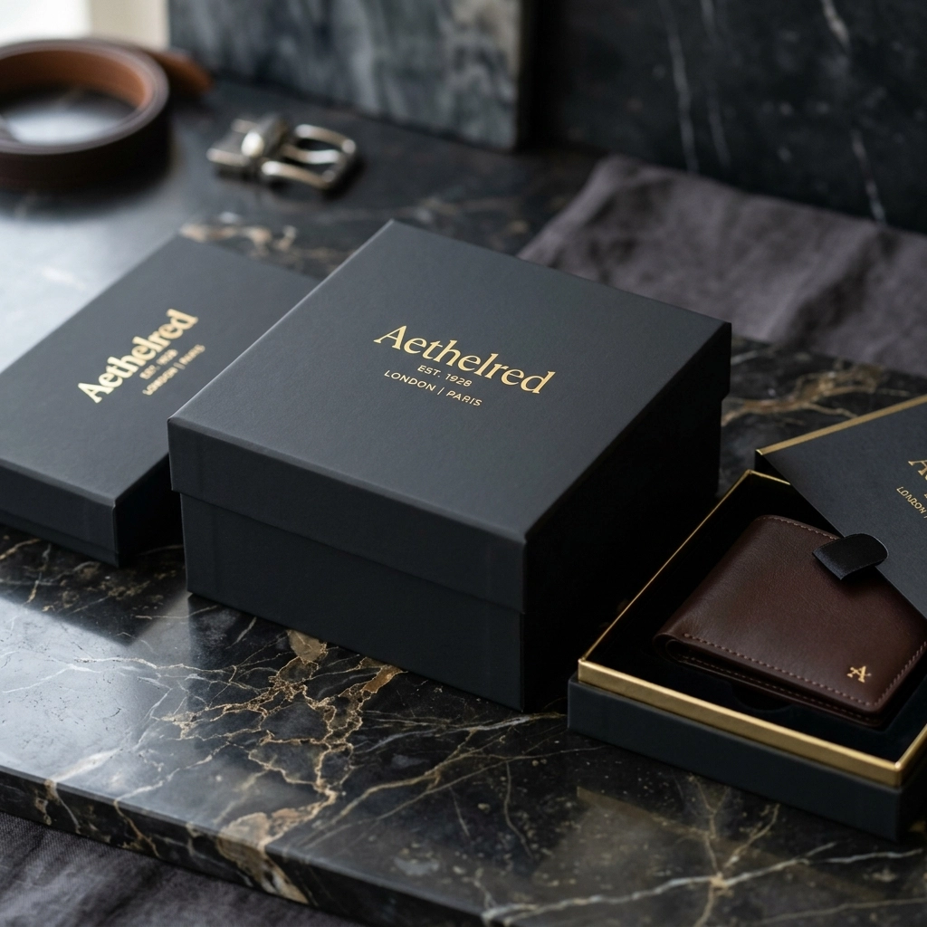 Premium matte black and gold packaging boxes