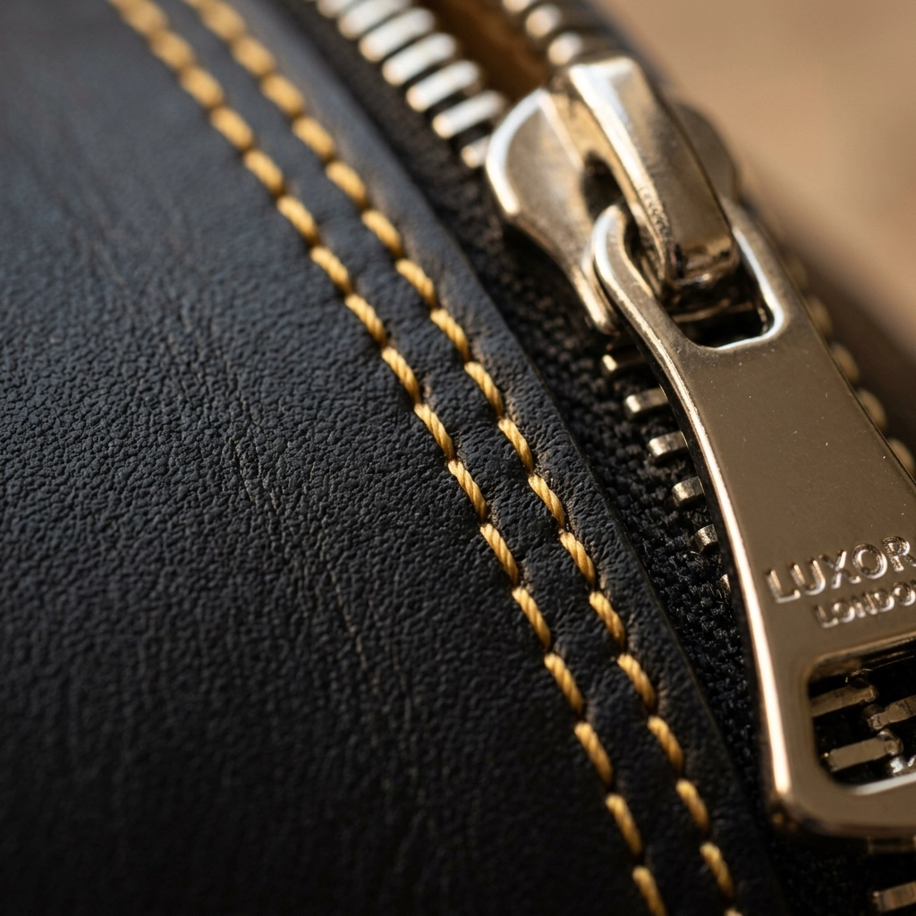 Double stitching and luxury zipper detail
